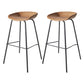 Contemporary Matte Finish Leather Barstool Low Back Home Stool Brown 2 Piece Set Counter Stool(26"H) Clearhalo 'Bar Furniture' 'Bar Stools' 'bar_stools' 'furn' 'furn_bar_stools' 'Furniture' 'furniture_bar_stools' 'Kitchen & Dining Furniture' 4851755