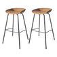 Contemporary Matte Finish Leather Barstool Low Back Home Stool Light Brown 2 Piece Set Counter Stool(26"H) Clearhalo 'Bar Furniture' 'Bar Stools' 'bar_stools' 'furn' 'furn_bar_stools' 'Furniture' 'furniture_bar_stools' 'Kitchen & Dining Furniture' 4851758