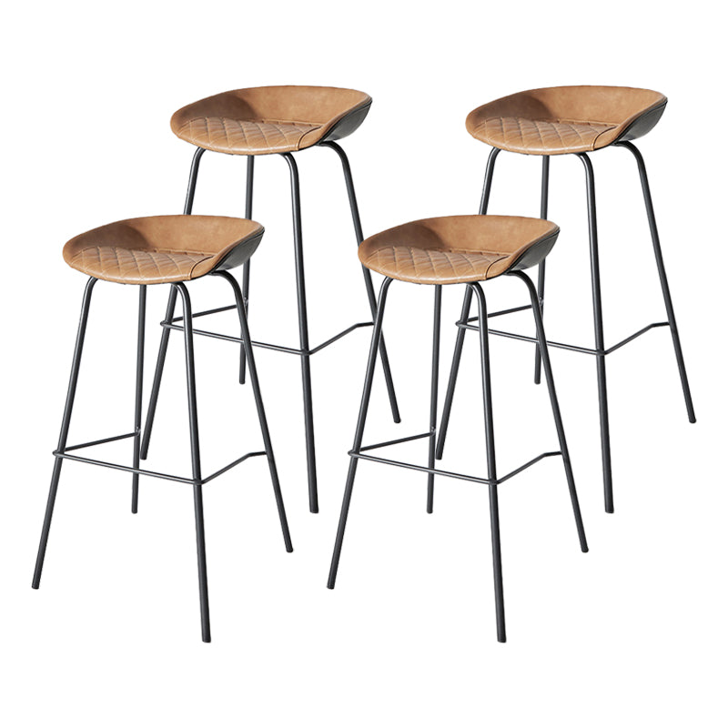 Contemporary Matte Finish Leather Barstool Low Back Home Stool Light Brown 4 Piece Set Bar Stool(30"H) Clearhalo 'Bar Furniture' 'Bar Stools' 'bar_stools' 'furn' 'furn_bar_stools' 'Furniture' 'furniture_bar_stools' 'Kitchen & Dining Furniture' 4851762