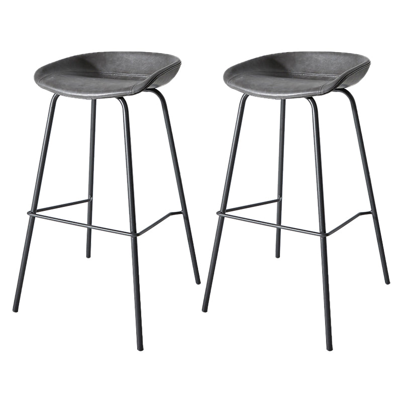 Contemporary Matte Finish Leather Barstool Low Back Home Stool Dark Gray 2 Piece Set Counter Stool(26"H) Clearhalo 'Bar Furniture' 'Bar Stools' 'bar_stools' 'furn' 'furn_bar_stools' 'Furniture' 'furniture_bar_stools' 'Kitchen & Dining Furniture' 4851770