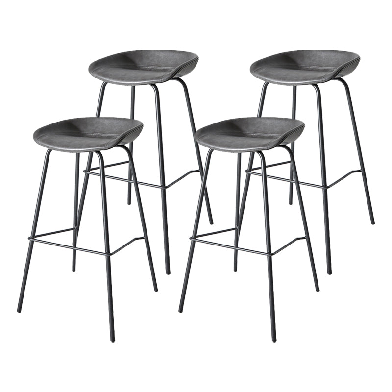 Contemporary Matte Finish Leather Barstool Low Back Home Stool Dark Gray 4 Piece Set Counter Stool(26"H) Clearhalo 'Bar Furniture' 'Bar Stools' 'bar_stools' 'furn' 'furn_bar_stools' 'Furniture' 'furniture_bar_stools' 'Kitchen & Dining Furniture' 4851771