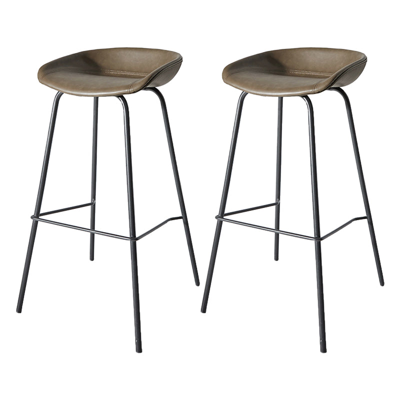 Contemporary Matte Finish Leather Barstool Low Back Home Stool Dark Coffee 2 Piece Set Bar Stool(30"H) Clearhalo 'Bar Furniture' 'Bar Stools' 'bar_stools' 'furn' 'furn_bar_stools' 'Furniture' 'furniture_bar_stools' 'Kitchen & Dining Furniture' 4851773