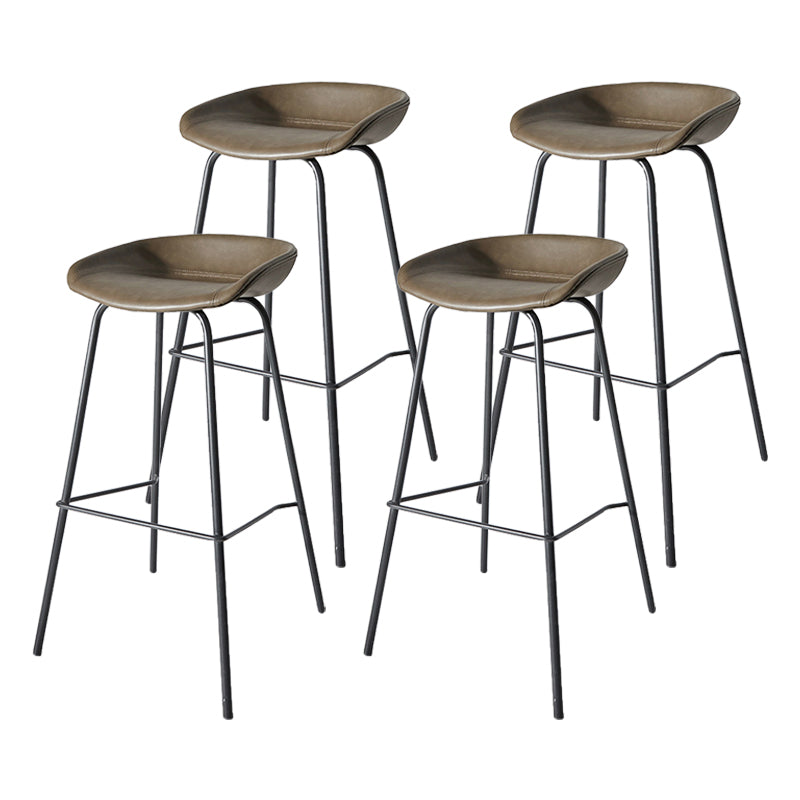 Contemporary Matte Finish Leather Barstool Low Back Home Stool Dark Coffee 4 Piece Set Bar Stool(30"H) Clearhalo 'Bar Furniture' 'Bar Stools' 'bar_stools' 'furn' 'furn_bar_stools' 'Furniture' 'furniture_bar_stools' 'Kitchen & Dining Furniture' 4851774