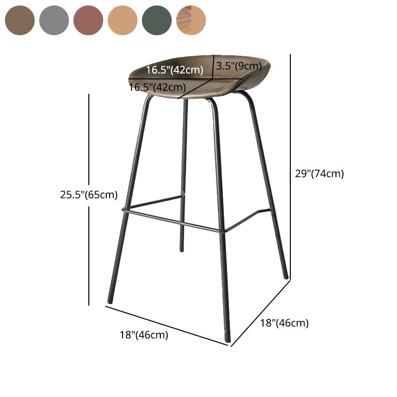 Contemporary Matte Finish Leather Barstool Low Back Home Stool Clearhalo 'Bar Furniture' 'Bar Stools' 'bar_stools' 'furn' 'furn_bar_stools' 'Furniture' 'furniture_bar_stools' 'Kitchen & Dining Furniture' 4851775