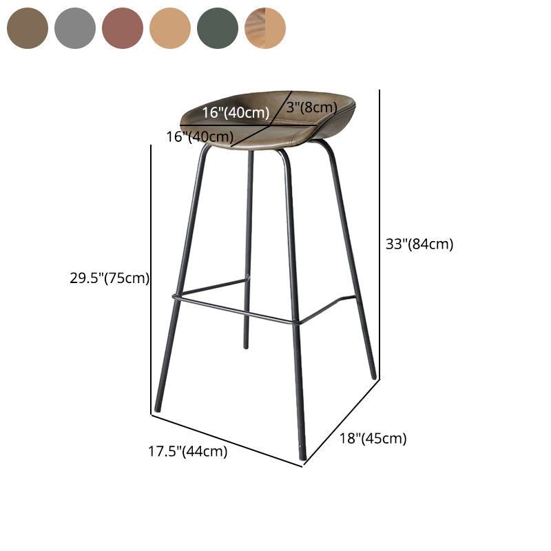 Contemporary Matte Finish Leather Barstool Low Back Home Stool Clearhalo 'Bar Furniture' 'Bar Stools' 'bar_stools' 'furn' 'furn_bar_stools' 'Furniture' 'furniture_bar_stools' 'Kitchen & Dining Furniture' 4851776
