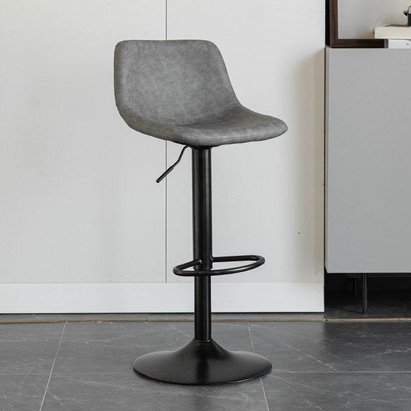 Contemporary Matte Finish Leather Barstool Adjustable Height Footrest Home Stool Grey 1 Piece Clearhalo 'Bar Furniture' 'Bar Stools' 'bar_stools' 'Furniture' 'furniture_bar_stools' 'Kitchen & Dining Furniture' 4851777