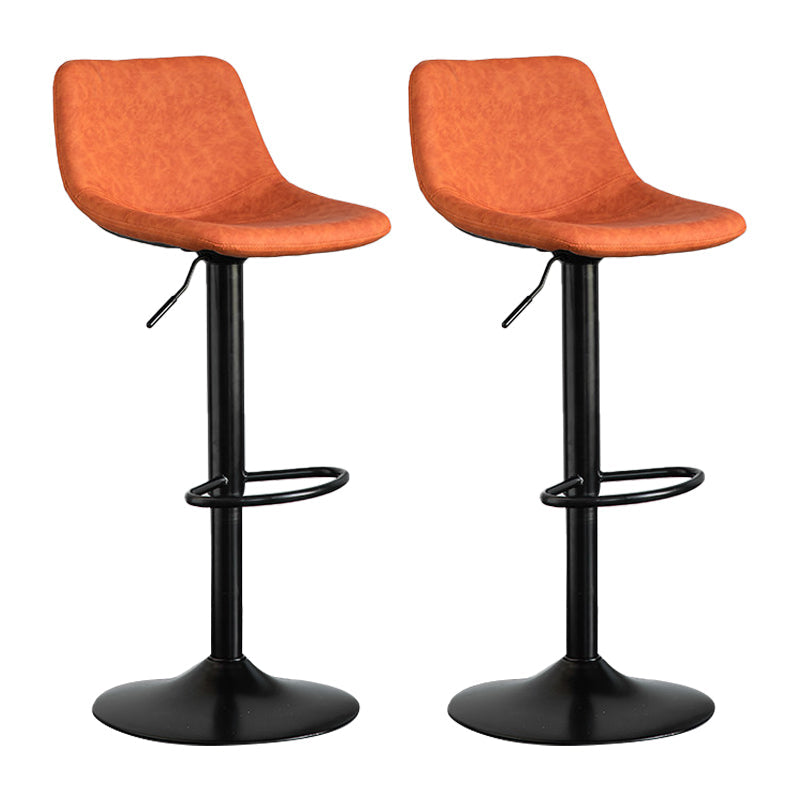 Contemporary Matte Finish Leather Barstool Adjustable Height Footrest Home Stool Orange Set of 2 Clearhalo 'Bar Furniture' 'Bar Stools' 'bar_stools' 'Furniture' 'furniture_bar_stools' 'Kitchen & Dining Furniture' 4851779