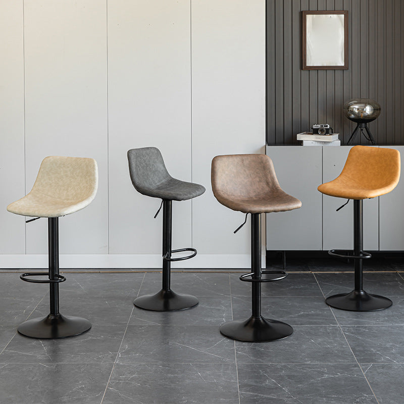 Contemporary Matte Finish Leather Barstool Adjustable Height Footrest Home Stool Clearhalo 'Bar Furniture' 'Bar Stools' 'bar_stools' 'Furniture' 'furniture_bar_stools' 'Kitchen & Dining Furniture' 4851780