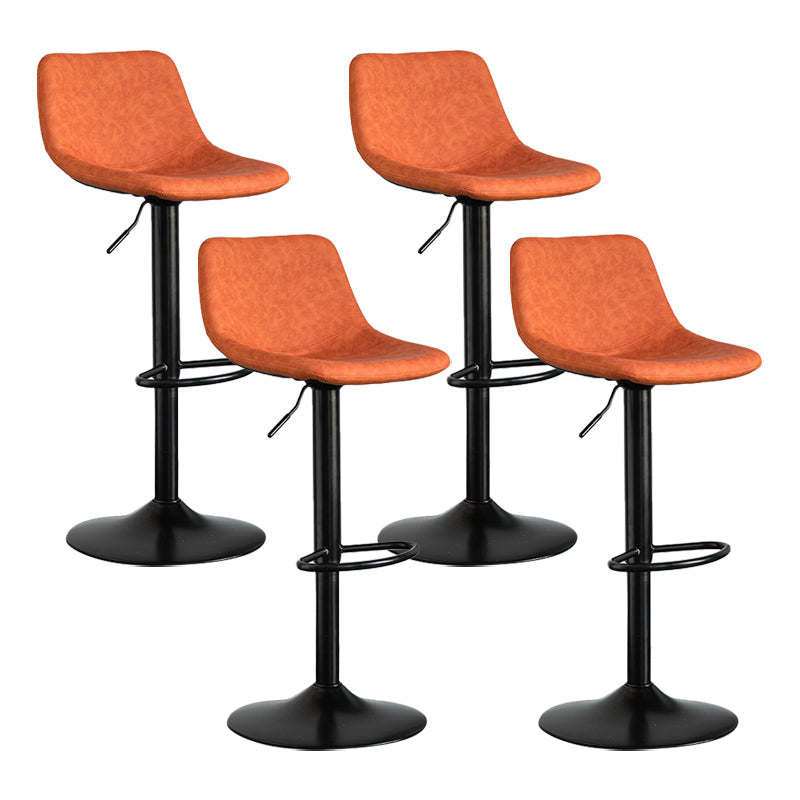 Contemporary Matte Finish Leather Barstool Adjustable Height Footrest Home Stool Orange Set of 4 Clearhalo 'Bar Furniture' 'Bar Stools' 'bar_stools' 'Furniture' 'furniture_bar_stools' 'Kitchen & Dining Furniture' 4851781