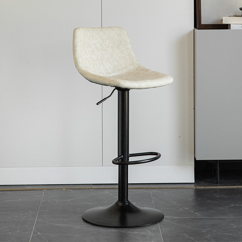 Contemporary Matte Finish Leather Barstool Adjustable Height Footrest Home Stool White 1 Piece Clearhalo 'Bar Furniture' 'Bar Stools' 'bar_stools' 'Furniture' 'furniture_bar_stools' 'Kitchen & Dining Furniture' 4851784