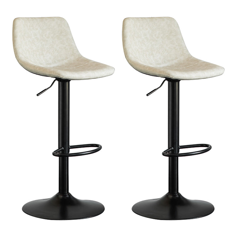 Contemporary Matte Finish Leather Barstool Adjustable Height Footrest Home Stool White Set of 2 Clearhalo 'Bar Furniture' 'Bar Stools' 'bar_stools' 'Furniture' 'furniture_bar_stools' 'Kitchen & Dining Furniture' 4851785