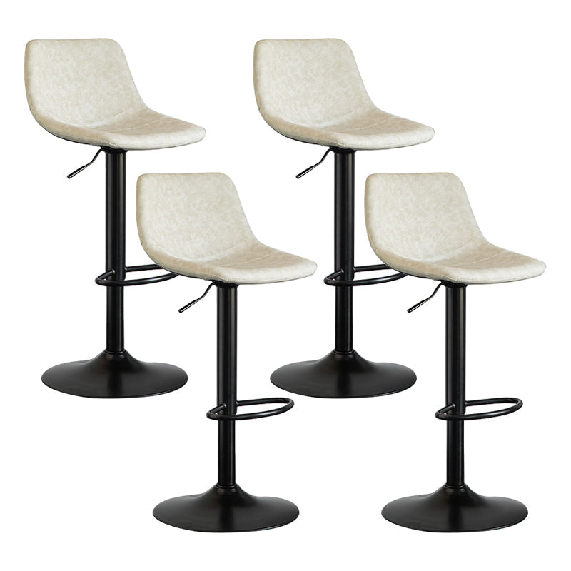 Contemporary Matte Finish Leather Barstool Adjustable Height Footrest Home Stool White Set of 4 Clearhalo 'Bar Furniture' 'Bar Stools' 'bar_stools' 'Furniture' 'furniture_bar_stools' 'Kitchen & Dining Furniture' 4851788