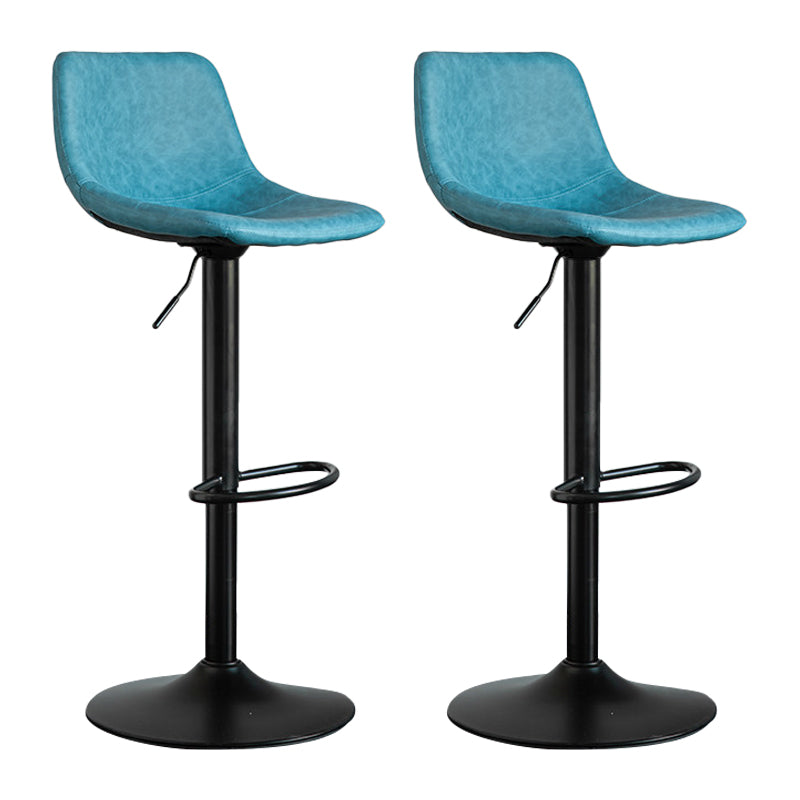 Contemporary Matte Finish Leather Barstool Adjustable Height Footrest Home Stool Lake Blue Set of 2 Clearhalo 'Bar Furniture' 'Bar Stools' 'bar_stools' 'Furniture' 'furniture_bar_stools' 'Kitchen & Dining Furniture' 4851792