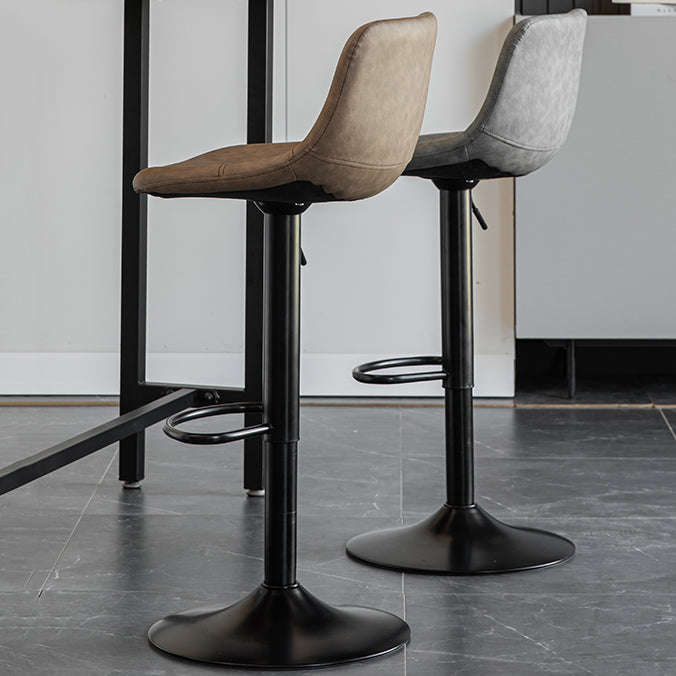 Contemporary Matte Finish Leather Barstool Adjustable Height Footrest Home Stool Clearhalo 'Bar Furniture' 'Bar Stools' 'bar_stools' 'Furniture' 'furniture_bar_stools' 'Kitchen & Dining Furniture' 4851793