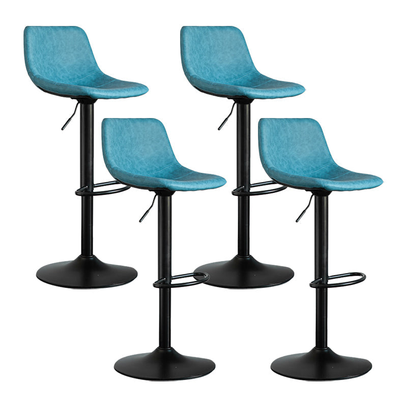 Contemporary Matte Finish Leather Barstool Adjustable Height Footrest Home Stool Lake Blue Set of 4 Clearhalo 'Bar Furniture' 'Bar Stools' 'bar_stools' 'Furniture' 'furniture_bar_stools' 'Kitchen & Dining Furniture' 4851794