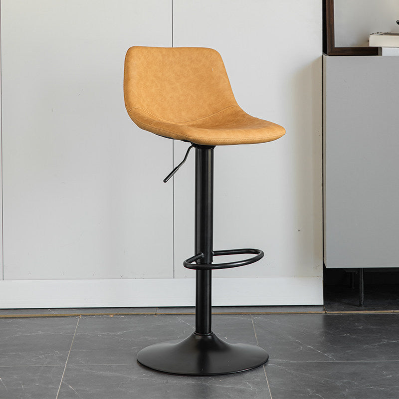 Contemporary Matte Finish Leather Barstool Adjustable Height Footrest Home Stool Yellow 1 Piece Clearhalo 'Bar Furniture' 'Bar Stools' 'bar_stools' 'Furniture' 'furniture_bar_stools' 'Kitchen & Dining Furniture' 4851795