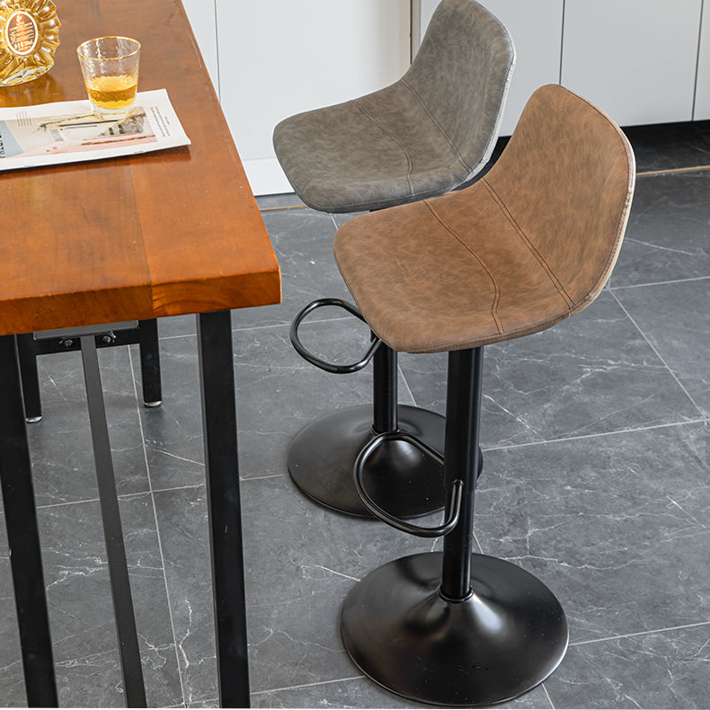 Contemporary Matte Finish Leather Barstool Adjustable Height Footrest Home Stool Clearhalo 'Bar Furniture' 'Bar Stools' 'bar_stools' 'Furniture' 'furniture_bar_stools' 'Kitchen & Dining Furniture' 4851796