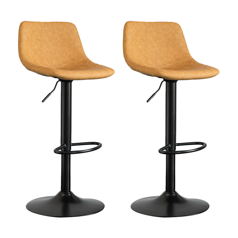 Contemporary Matte Finish Leather Barstool Adjustable Height Footrest Home Stool Yellow Set of 2 Clearhalo 'Bar Furniture' 'Bar Stools' 'bar_stools' 'Furniture' 'furniture_bar_stools' 'Kitchen & Dining Furniture' 4851798