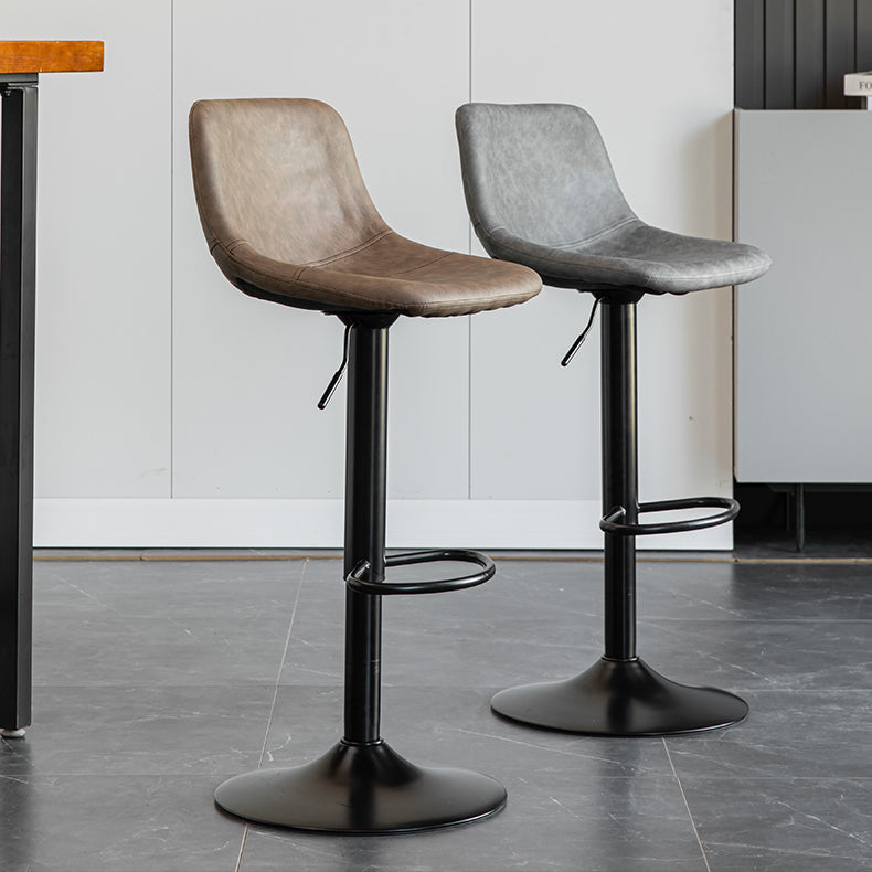 Contemporary Matte Finish Leather Barstool Adjustable Height Footrest Home Stool Clearhalo 'Bar Furniture' 'Bar Stools' 'bar_stools' 'Furniture' 'furniture_bar_stools' 'Kitchen & Dining Furniture' 4851799