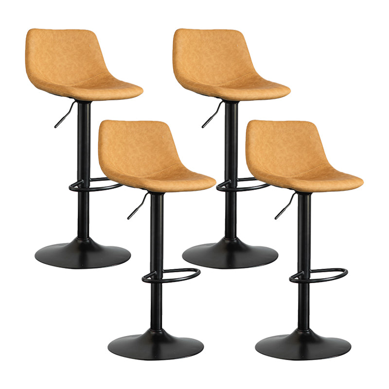 Contemporary Matte Finish Leather Barstool Adjustable Height Footrest Home Stool Yellow Set of 4 Clearhalo 'Bar Furniture' 'Bar Stools' 'bar_stools' 'Furniture' 'furniture_bar_stools' 'Kitchen & Dining Furniture' 4851800