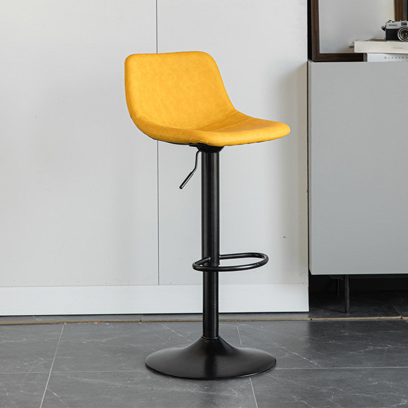 Contemporary Matte Finish Leather Barstool Adjustable Height Footrest Home Stool Lemon Yellow 1 Piece Clearhalo 'Bar Furniture' 'Bar Stools' 'bar_stools' 'Furniture' 'furniture_bar_stools' 'Kitchen & Dining Furniture' 4851801