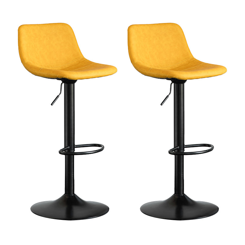 Contemporary Matte Finish Leather Barstool Adjustable Height Footrest Home Stool Lemon Yellow Set of 2 Clearhalo 'Bar Furniture' 'Bar Stools' 'bar_stools' 'Furniture' 'furniture_bar_stools' 'Kitchen & Dining Furniture' 4851802