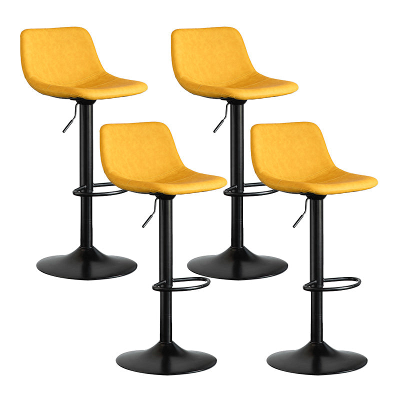 Contemporary Matte Finish Leather Barstool Adjustable Height Footrest Home Stool Lemon Yellow Set of 4 Clearhalo 'Bar Furniture' 'Bar Stools' 'bar_stools' 'Furniture' 'furniture_bar_stools' 'Kitchen & Dining Furniture' 4851803