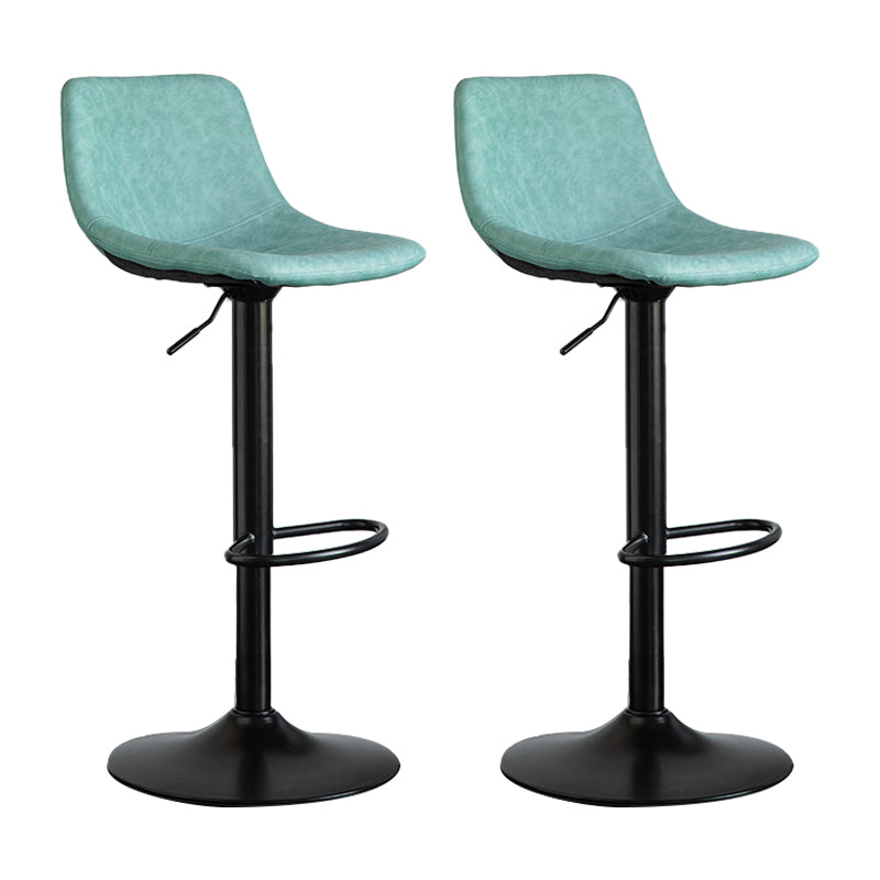 Contemporary Matte Finish Leather Barstool Adjustable Height Footrest Home Stool Green Set of 2 Clearhalo 'Bar Furniture' 'Bar Stools' 'bar_stools' 'Furniture' 'furniture_bar_stools' 'Kitchen & Dining Furniture' 4851805