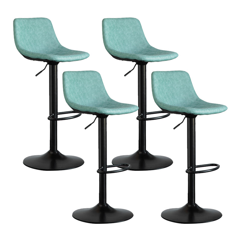 Contemporary Matte Finish Leather Barstool Adjustable Height Footrest Home Stool Green Set of 4 Clearhalo 'Bar Furniture' 'Bar Stools' 'bar_stools' 'Furniture' 'furniture_bar_stools' 'Kitchen & Dining Furniture' 4851806