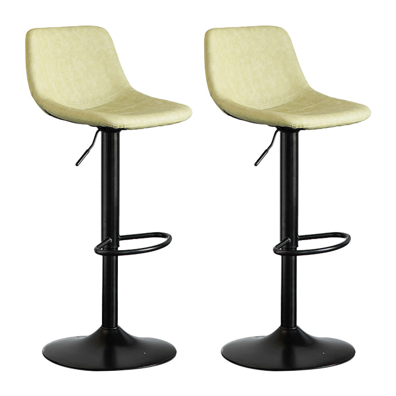 Contemporary Matte Finish Leather Barstool Adjustable Height Footrest Home Stool Beige-Yellow Set of 2 Clearhalo 'Bar Furniture' 'Bar Stools' 'bar_stools' 'Furniture' 'furniture_bar_stools' 'Kitchen & Dining Furniture' 4851808