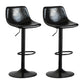 Contemporary Matte Finish Leather Barstool Adjustable Height Footrest Home Stool Black Set of 2 Clearhalo 'Bar Furniture' 'Bar Stools' 'bar_stools' 'Furniture' 'furniture_bar_stools' 'Kitchen & Dining Furniture' 4851811