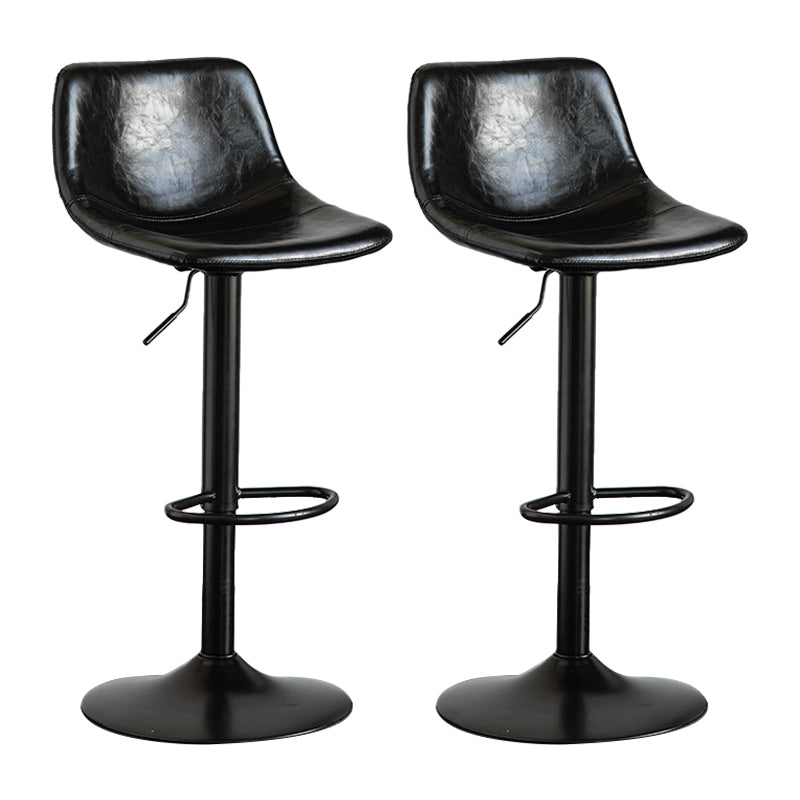 Contemporary Matte Finish Leather Barstool Adjustable Height Footrest Home Stool Black Set of 2 Clearhalo 'Bar Furniture' 'Bar Stools' 'bar_stools' 'Furniture' 'furniture_bar_stools' 'Kitchen & Dining Furniture' 4851811