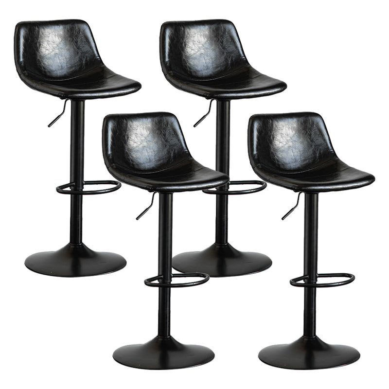 Contemporary Matte Finish Leather Barstool Adjustable Height Footrest Home Stool Black Set of 4 Clearhalo 'Bar Furniture' 'Bar Stools' 'bar_stools' 'Furniture' 'furniture_bar_stools' 'Kitchen & Dining Furniture' 4851812
