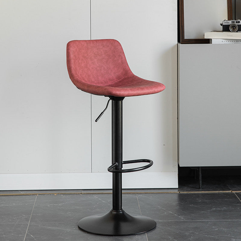 Contemporary Matte Finish Leather Barstool Adjustable Height Footrest Home Stool Pink 1 Piece Clearhalo 'Bar Furniture' 'Bar Stools' 'bar_stools' 'Furniture' 'furniture_bar_stools' 'Kitchen & Dining Furniture' 4851813