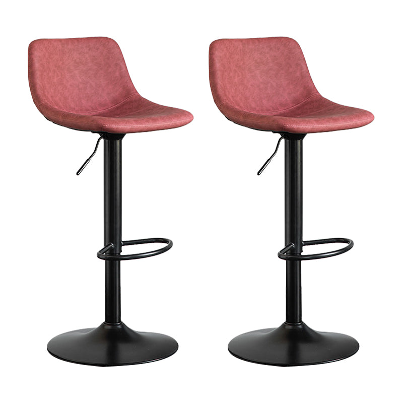 Contemporary Matte Finish Leather Barstool Adjustable Height Footrest Home Stool Pink Set of 2 Clearhalo 'Bar Furniture' 'Bar Stools' 'bar_stools' 'Furniture' 'furniture_bar_stools' 'Kitchen & Dining Furniture' 4851814