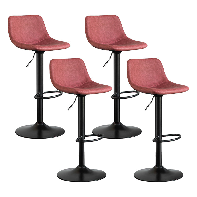 Contemporary Matte Finish Leather Barstool Adjustable Height Footrest Home Stool Pink Set of 4 Clearhalo 'Bar Furniture' 'Bar Stools' 'bar_stools' 'Furniture' 'furniture_bar_stools' 'Kitchen & Dining Furniture' 4851815