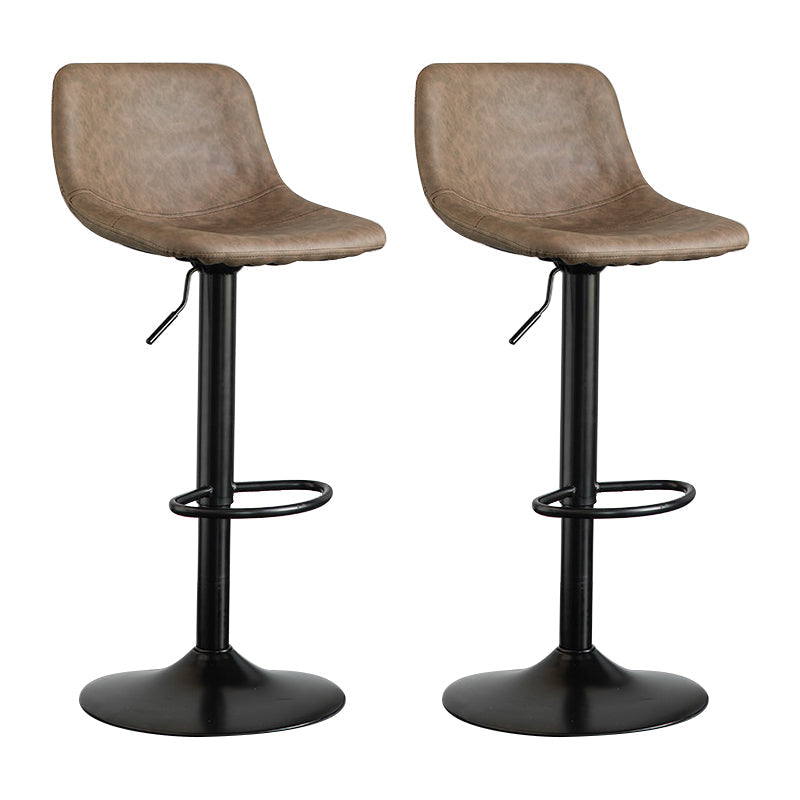Contemporary Matte Finish Leather Barstool Adjustable Height Footrest Home Stool Coffee Set of 2 Clearhalo 'Bar Furniture' 'Bar Stools' 'bar_stools' 'Furniture' 'furniture_bar_stools' 'Kitchen & Dining Furniture' 4851817