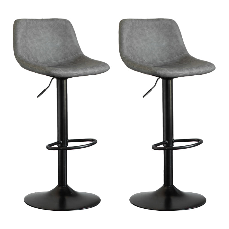 Contemporary Matte Finish Leather Barstool Adjustable Height Footrest Home Stool Grey Set of 2 Clearhalo 'Bar Furniture' 'Bar Stools' 'bar_stools' 'Furniture' 'furniture_bar_stools' 'Kitchen & Dining Furniture' 4851819