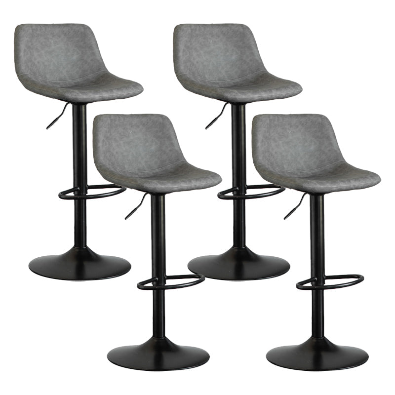 Contemporary Matte Finish Leather Barstool Adjustable Height Footrest Home Stool Grey Set of 4 Clearhalo 'Bar Furniture' 'Bar Stools' 'bar_stools' 'Furniture' 'furniture_bar_stools' 'Kitchen & Dining Furniture' 4851820