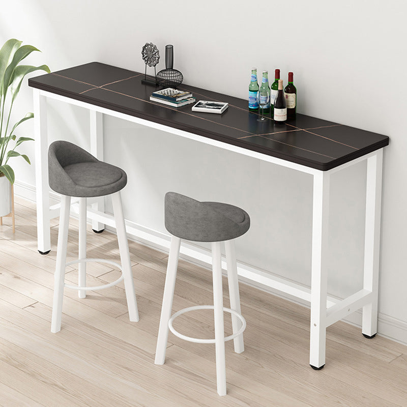 Rectangle Stone Bar Table Modern Bar Table with Trestle Base White Black Clearhalo 'Bar Furniture' 'Bar Tables' 'bar_tables' 'furn' 'furn_bar_tables' 'Furniture' 'furniture_bar_tables' 'Kitchen & Dining Furniture' 4851823