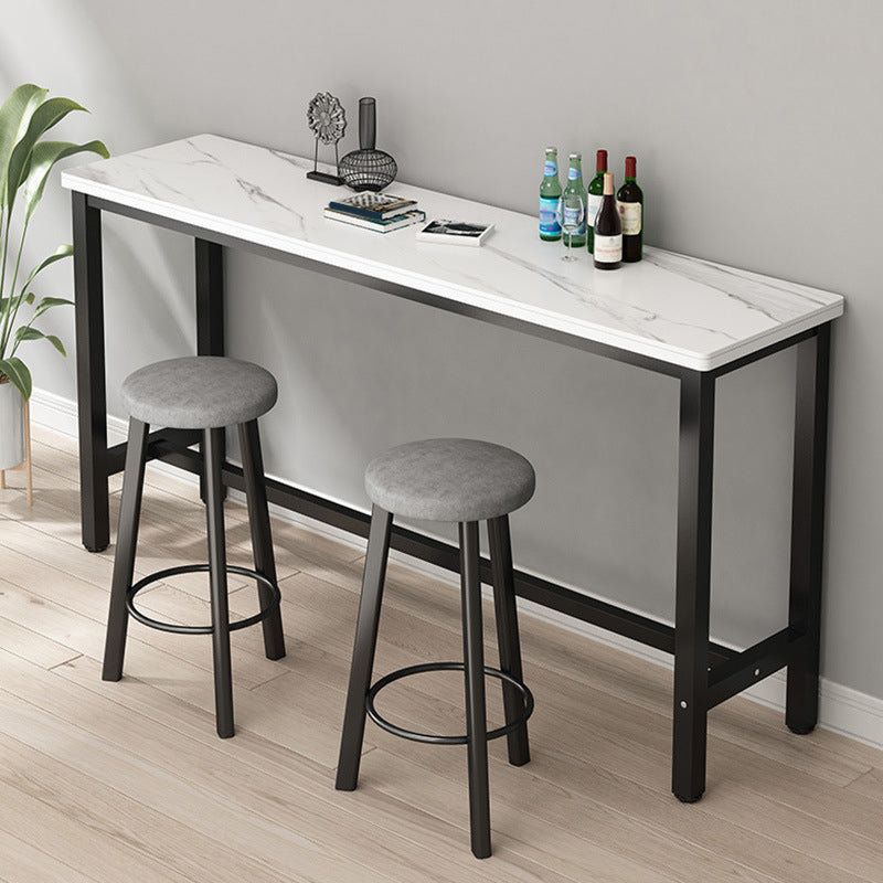 Rectangle Stone Bar Table Modern Bar Table with Trestle Base Black White Clearhalo 'Bar Furniture' 'Bar Tables' 'bar_tables' 'furn' 'furn_bar_tables' 'Furniture' 'furniture_bar_tables' 'Kitchen & Dining Furniture' 4851824