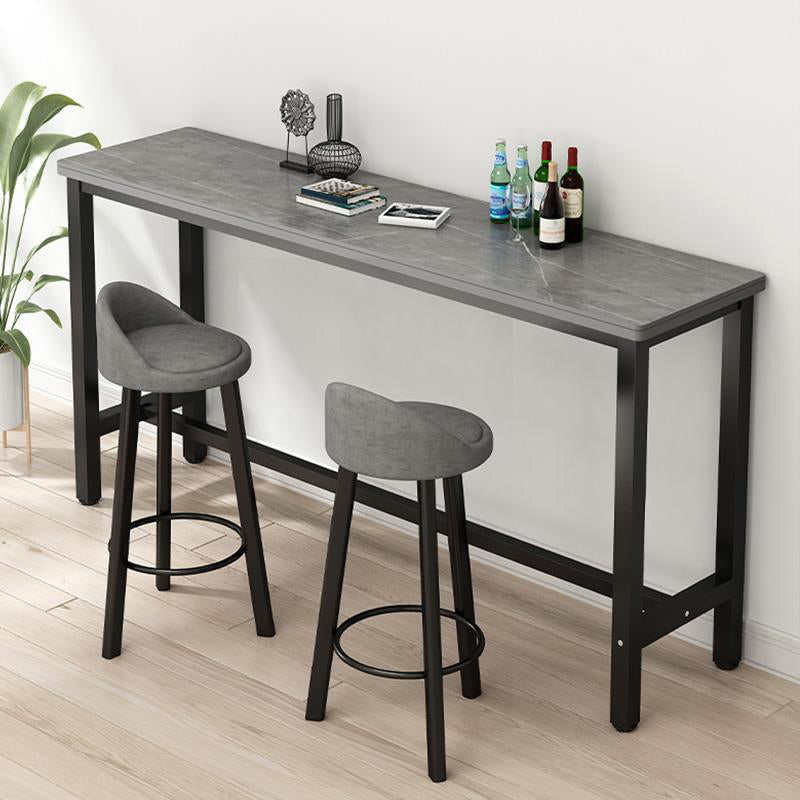 Rectangle Stone Bar Table Modern Bar Table with Trestle Base Black Gray Clearhalo 'Bar Furniture' 'Bar Tables' 'bar_tables' 'furn' 'furn_bar_tables' 'Furniture' 'furniture_bar_tables' 'Kitchen & Dining Furniture' 4851825