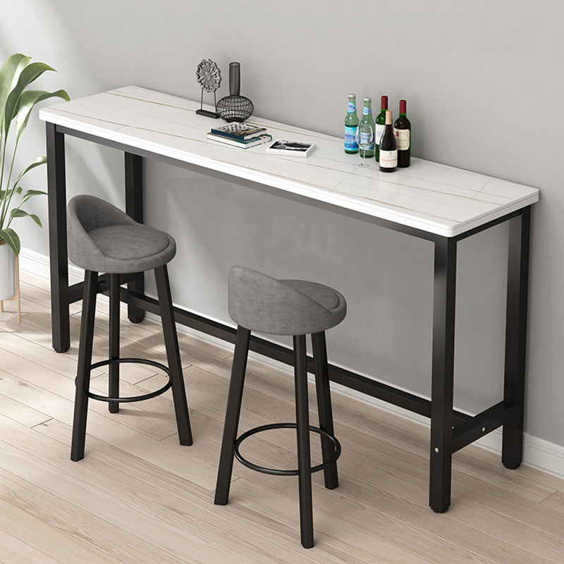 Rectangle Stone Bar Table Modern Bar Table with Trestle Base Clearhalo 'Bar Furniture' 'Bar Tables' 'bar_tables' 'furn' 'furn_bar_tables' 'Furniture' 'furniture_bar_tables' 'Kitchen & Dining Furniture' 4851833