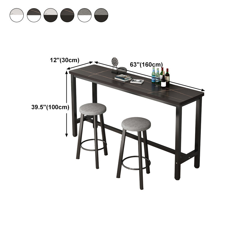 Rectangle Stone Bar Table Modern Bar Table with Trestle Base Clearhalo 'Bar Furniture' 'Bar Tables' 'bar_tables' 'furn' 'furn_bar_tables' 'Furniture' 'furniture_bar_tables' 'Kitchen & Dining Furniture' 4851840