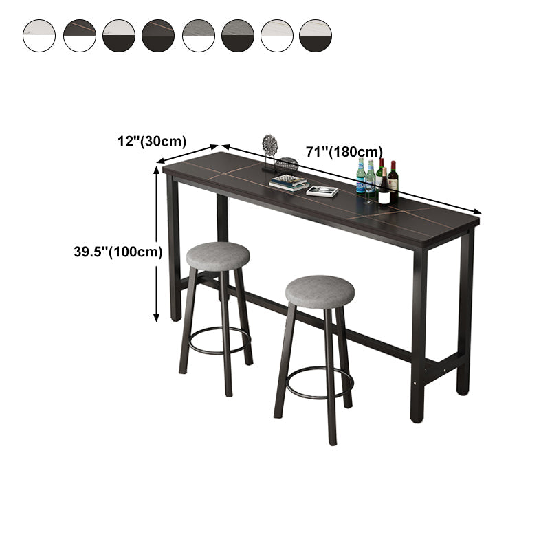Rectangle Stone Bar Table Modern Bar Table with Trestle Base Clearhalo 'Bar Furniture' 'Bar Tables' 'bar_tables' 'furn' 'furn_bar_tables' 'Furniture' 'furniture_bar_tables' 'Kitchen & Dining Furniture' 4851841