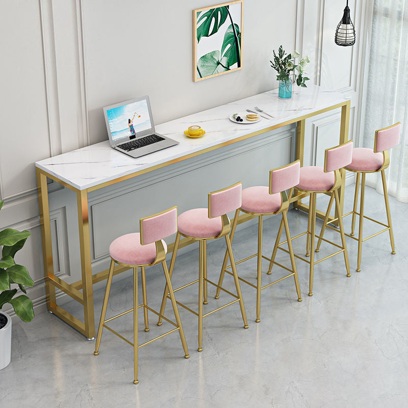 White Bar Table Traditional Luxury Rectangle Bar Table with Trestle Base White 55.1"L x 15.7"W x 41.3"H Clearhalo 'Bar Furniture' 'Bar Tables' 'bar_tables' 'Furniture' 'furniture_bar_tables' 'Kitchen & Dining Furniture' 4851845