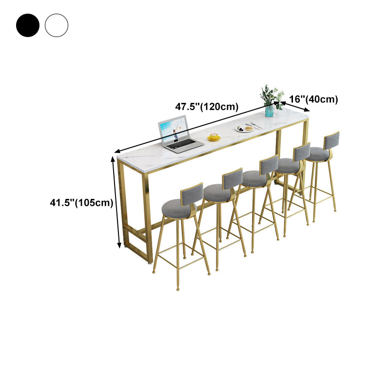 White Bar Table Traditional Luxury Rectangle Bar Table with Trestle Base Clearhalo 'Bar Furniture' 'Bar Tables' 'bar_tables' 'Furniture' 'furniture_bar_tables' 'Kitchen & Dining Furniture' 4851852