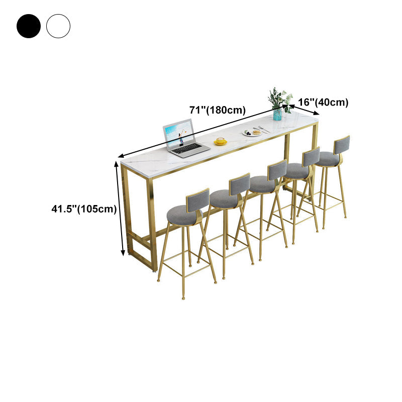 White Bar Table Traditional Luxury Rectangle Bar Table with Trestle Base Clearhalo 'Bar Furniture' 'Bar Tables' 'bar_tables' 'Furniture' 'furniture_bar_tables' 'Kitchen & Dining Furniture' 4851855
