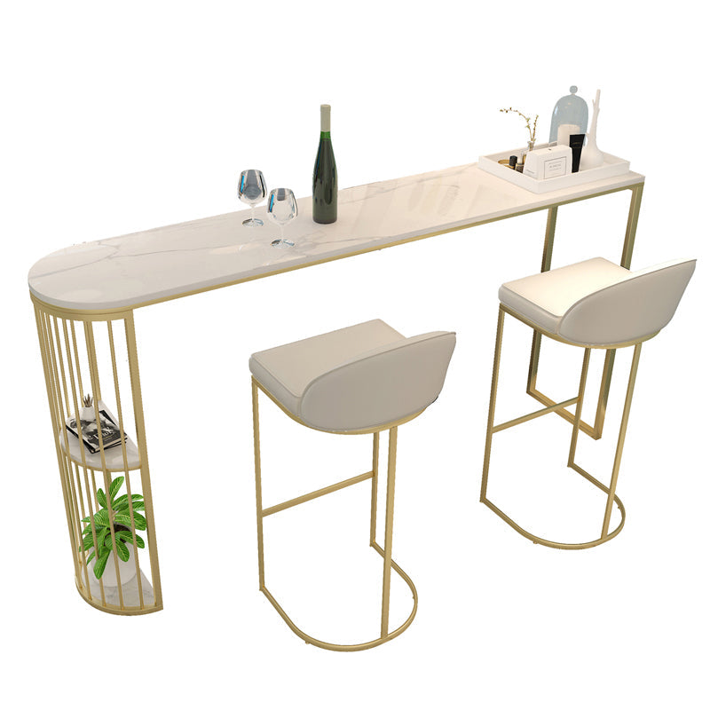 Stone Bar Dining Table Modern Oval Bar Table with Double Pedestal for Milk Tea Shop Clearhalo 'Bar Furniture' 'Bar Tables' 'bar_tables' 'furn' 'furn_bar_tables' 'Furniture' 'furniture_bar_tables' 'Kitchen & Dining Furniture' 4851910