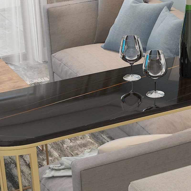 Stone Bar Dining Table Modern Oval Bar Table with Double Pedestal for Milk Tea Shop Clearhalo 'Bar Furniture' 'Bar Tables' 'bar_tables' 'furn' 'furn_bar_tables' 'Furniture' 'furniture_bar_tables' 'Kitchen & Dining Furniture' 4851911